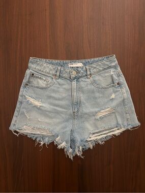 Distressed Light Blue Denim Festival Shorts - GARAGE
